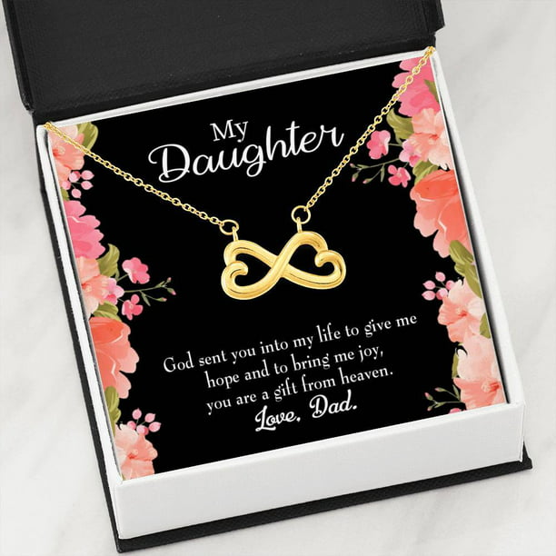 to My Daughter God Sent You to Dad Infinity Love Necklace Heartfelt Daughter Card & Pendant Stainless Steel or 18k Gold 